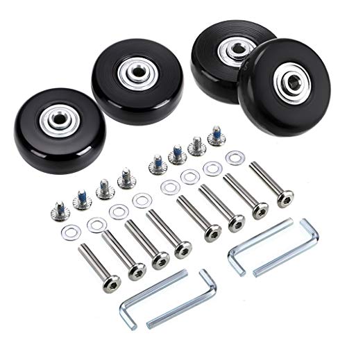 SUMNACON 4 ruedas de repuesto para maletas de equipaje, 45 x 18 mm, ruedas giratorias de goma, kits de reparación de rodamientos SUMNACON 4 ruedas de repuesto para maletas de equipaje, 45 x 18 mm, ruedas giratorias de goma, kits de reparación de rodamientos