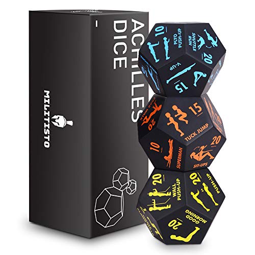 Sunix Exercise Dados, Dados de Aquiles para Fitness, Movimiento de 12 Lados, Juego de Aprendizaje de Gimnasio para Clases de Fitness y Ejercicio, con folleto de Ilustraciones de Ejercicios (3 Piezas) Sunix Exercise Dados, Dados de Aquiles para Fitness, Movimiento de 12 Lados, Juego de Aprendizaje de Gimnasio para Clases de Fitness y Ejercicio, con folleto de Ilustraciones de Ejercicios (3 Piezas)