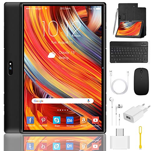 Tablet 10 Pulgadas 4G/WiFi Android 9.0 Pie Ultrar-Rápido Tablets 3GB RAM + 32GB ROM/128GB Escalable | Laptop Convertible de Oficina | Dual SIM -8000mA Bluetooth5.0 GPS Tablet (5+8.0MP Cámara)