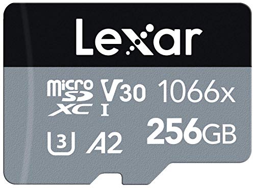 Tarjeta Lexar Professional 1066x 256GB microSDXC UHS-I Serie Silver, Incluye Adaptador SD, hasta 160MB/s de Lectura (LMS1066256G-BNAAG)