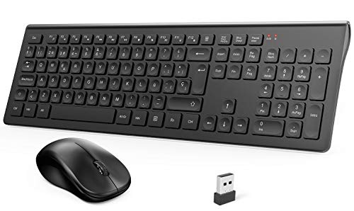 TedGem Teclado Raton, 2.4G Teclado y Raton Inalámbrico, Teclado USB Español Inalambrico, Combo Teclado Raton Inalambrico 2 en 1USB Receptor, Packs de Teclado y Ratón para PC/Laptops/Smart TV