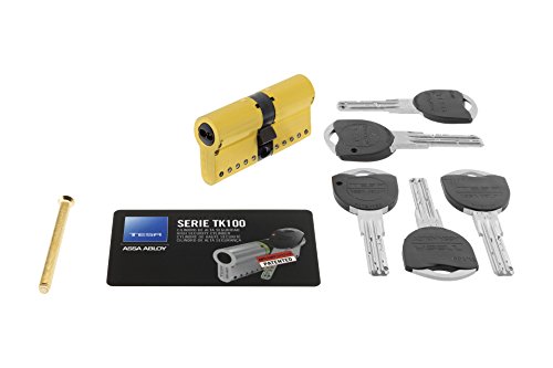 Tesa Assa Abloy, TK153040L, Cilindro de Alta Seguridad, TK100, Doble Embrague, Leva Larga, 0 W, 0 V, Latonado, 30 x 40 mm Tesa Assa Abloy, TK153040L, Cilindro de Alta Seguridad, TK100, Doble Embrague, Leva Larga, 0 W, 0 V, Latonado, 30 x 40 mm