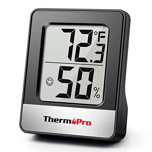 ThermoPro TP49 Mini Termómetro Higrómetro Digital Termohigrómetro de Interior Medidor de Temperatura y Humedad para Medir Ambiente del Hogar, Negro