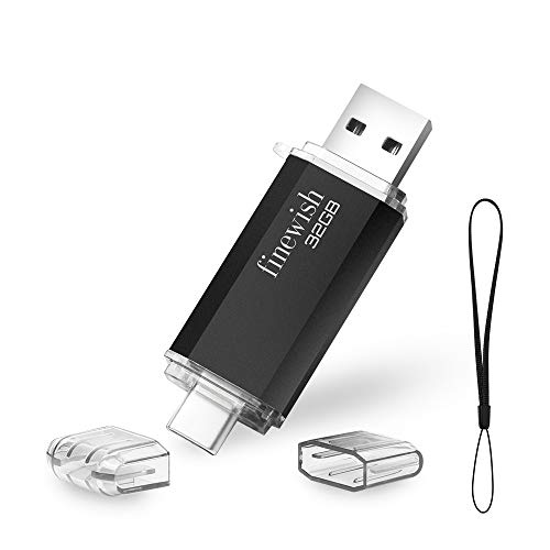Tipo C Memoria USB 32gb, Pendrive USB C 32gb 2 en 1 Tipo C Y USB 2.0 Memoria Flash 32 GB para Smartphones Android, Windows, Android, Pc, Tabletas, Almacenamiento DE Datos Externo Etc (Negro)