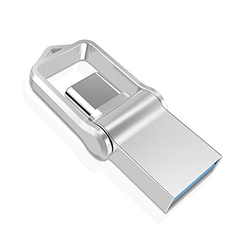TOPESEL Memoria USB 32GB Tipo C USB 3.0 Dual 2 en 1 OTG Flash Drive Pendrives Impermeable, Mini Llave USB Portátiles para Samsung Galaxy S8, S8 Plus, Note 8, LG G6, V30, Google Pixel XL, Plata