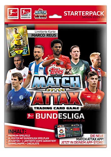 Topps- Match Attax coleccionables (Temporada 2019/20, Incluye Carpeta, Revista, Campo de Juego, 20 Cartas básicas y una Tarjeta de edición Limitada), Color carbón (BL20-STPK2)