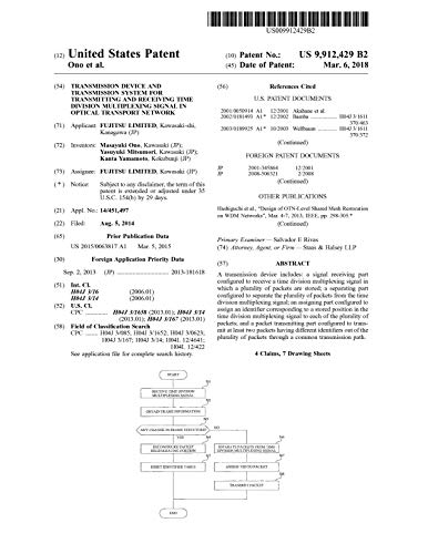 Transmission device and transmission system for transmitting and receiving time division multiplexing signal in optical transport network: United States Patent 9912429 (English Edition)