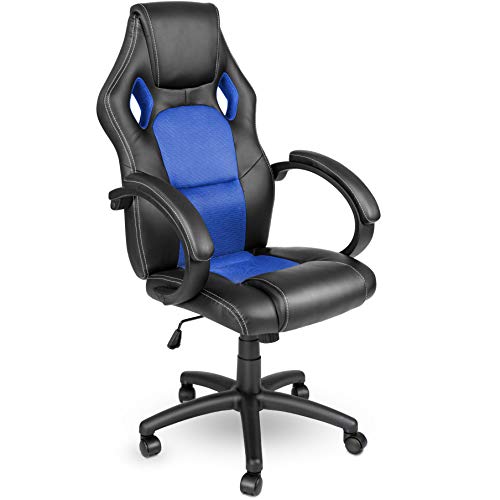 TRESKO Racing Silla de oficina silla de escritorio silla de ordenador silla giratoria disponible en 14 colores, bicolor, silla Gaming ergonómica, pistón de gas certificado por SGS, silla adecuada para niños mayores (Negro / Azul) TRESKO Racing Silla de oficina silla de escritorio silla de ordenador silla giratoria disponible en 14 colores, bicolor, silla Gaming ergonómica, pistón de gas certificado por SGS, silla adecuada para niños mayores (Negro / Azul)