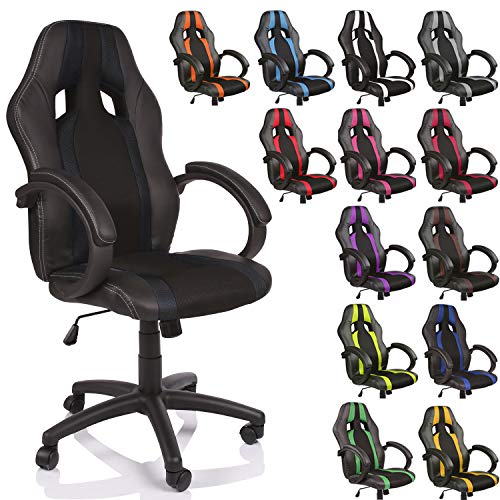TRESKO Silla de Oficina Racing Silla de Escritorio Ordenador giratoria Disponible en 14 Colores, Bicolor, Silla Gaming ergonómica, pistón de Gas Certificado por SGS (Negro/Negro) TRESKO Silla de Oficina Racing Silla de Escritorio Ordenador giratoria Disponible en 14 Colores, Bicolor, Silla Gaming ergonómica, pistón de Gas Certificado por SGS (Negro/Negro)