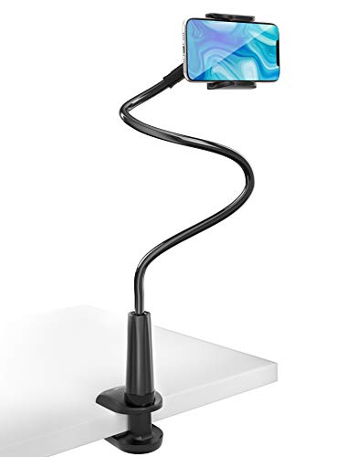 Tryone Soporte Movil Teléfono – Soporte Flexible con Brazo de Cuello de Cisne para Serie iPhone/Celulares Samsung/Huawei/Google Pixel y Más, 27.5 Pulgadas de Longitud en Total