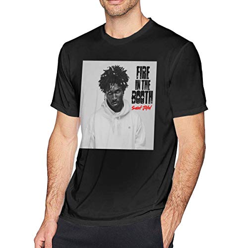 UiikIIDl Camisetas y Tops Hombre Polos y Camisas Singleman Saint Jhn Fire in The Booth, PT. 1 Cotton Graphic Short Sleeve T-Shirt Black