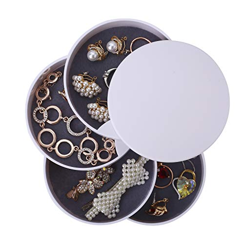 Ulikey Caja Joyero Organizador Rotación de 360°, Joyero de 4 Capas Redondos, Joyero Organizador Viaje Mujer Niña, Joyero Jewelry Organizer Pequeña para Anillos, Aretes y Collares (Blanco) Ulikey Caja Joyero Organizador Rotación de 360°, Joyero de 4 Capas Redondos, Joyero Organizador Viaje Mujer Niña, Joyero Jewelry Organizer Pequeña para Anillos, Aretes y Collares (Blanco)