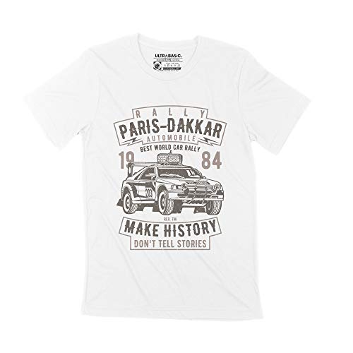 Ultrabasic Camiseta de Hombre Paris Dakkar Rally 1984 Cumpleaños de 37 años - Rally automovilístico (XL, Blanco)