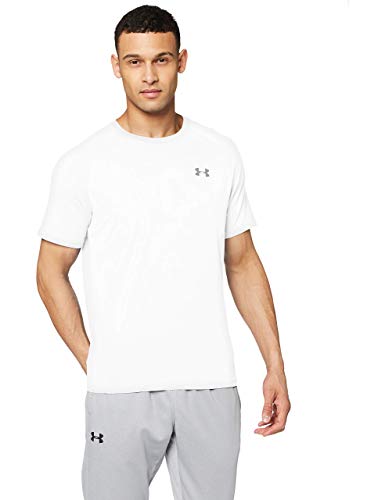 Under Armour Tech 2.0. Camiseta masculina, camiseta transpirable, ancha camiseta para gimnasio de manga corta y secado rápido, White/Overcast Gray (100), LG