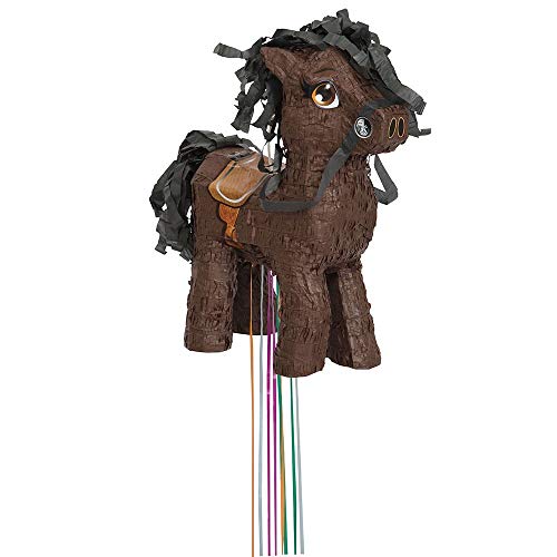 Unique Party 65988 Piñata caballo para tirar, Papel, marrón
