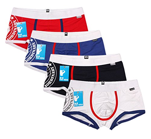 V-SOL Men Underwear Calzoncillos Slips Bóxer Briefs Para Hombre Algodón Forma U 4Piezas (XL)