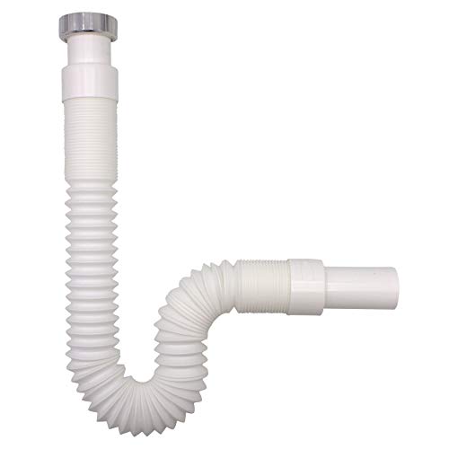 VARIOSAN Manguera de drenaje flexible 13972, 1 1/4" x 32 mm, sifón/trampa de olor para lavabo, extensible de 320-880 mm