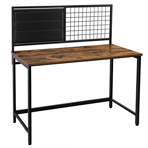 VASAGLE Escritorio de Ordenador, Escritorio de Trabajo, con Panel de Malla y Bolsas de Almacenamiento de Tela, Marco de Acero, 118 cm de Largo, Marrón Rústico y Negro LWD068B01 VASAGLE Escritorio de Ordenador, Escritorio de Trabajo, con Panel de Malla y Bolsas de Almacenamiento de Tela, Marco de Acero, 118 cm de Largo, Marrón Rústico y Negro LWD068B01