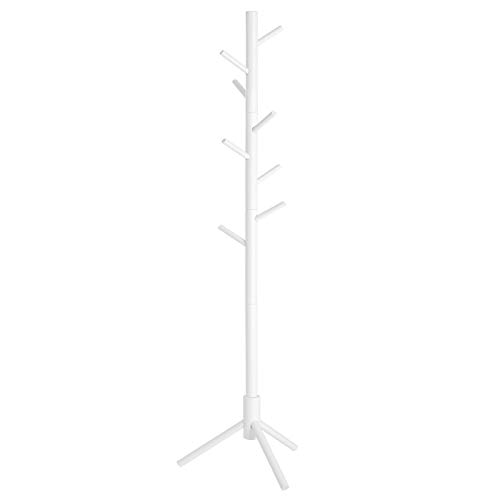 VASAGLE Perchero de Pie, Perchero para Abrigos, Perchero de Madera Maciza y Sombrero con 8 Ganchos para Ropa, Bolsos, Monederos, para la Entrada, Pasillo, Blanco RCR04WT VASAGLE Perchero de Pie, Perchero para Abrigos, Perchero de Madera Maciza y Sombrero con 8 Ganchos para Ropa, Bolsos, Monederos, para la Entrada, Pasillo, Blanco RCR04WT