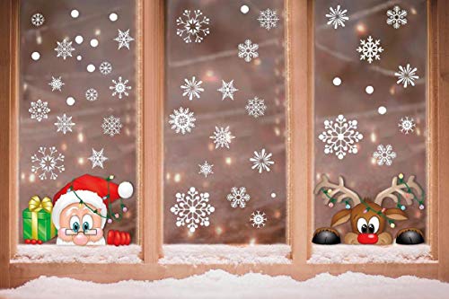 Voqeen Navidad Pegatina Calcomanías para Ventanas Lindo Decoración de Ventanas Espiar Santa Claus Rudolph Calcomanías electrostáticas Ventanas