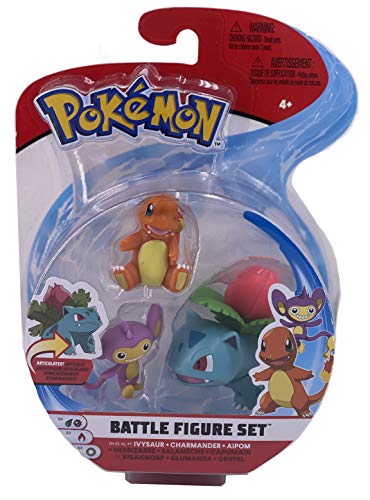 Wicked Pokemon Battle Figure 3 Pack - Ivysaur, Charmander & Aipom