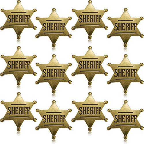 WILLBOND 12 Piezas de Insignia de Sheriff de Metal Broche de Vaquero Occidental Bronce para Halloween Favores de Fiesta Prop de Disfraz