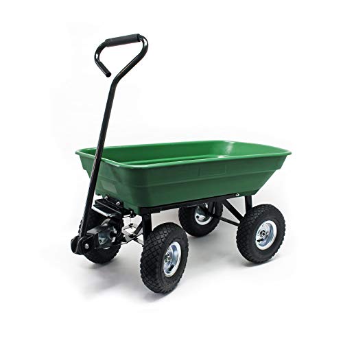 WilTec Carrito jardín basculante, Capacidad 55l, Carga 200kg, Carretilla de Transporte Carro de Mano