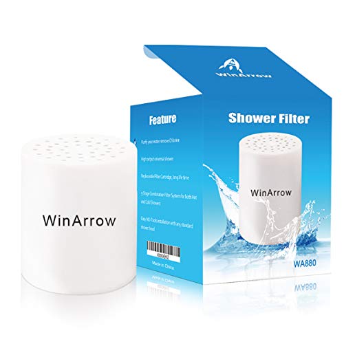 WinArrow Filtro universal para ducha, purificador de agua con cartucho de filtro de 5 fases reemplazable, deja que tu pelo y tu piel estén más sanos sin cinta de teflón, cromado