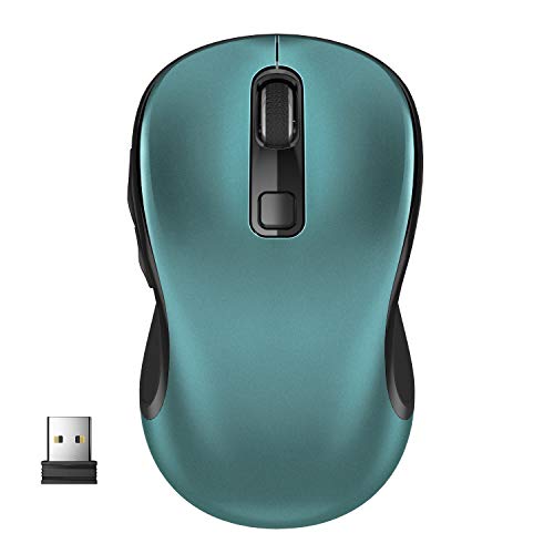 WisFox Ratón Inalambrico, 2.4G Ergonómico Antideslizante Inalámbrico Ratón de Computadora Ratón Laptop Ratón USB 6 Botones con Receptor Nano 3 Ajustables de dpi Ratones para Windows,Mac (Verde)