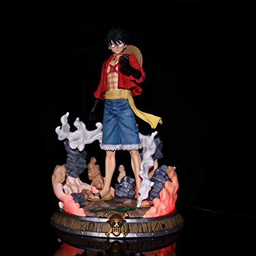 WISHVYQ One Piece Modelo de Anime Sanji Vinsmoke Sanji Black Foot Sanji Flame Can Illuminate Scene Versión Escultura Decoración Estatua Muñeca Modelo Juguete Altura 38cm