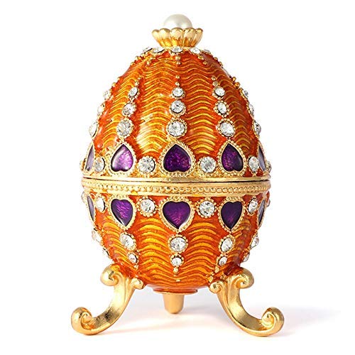 WMYATING La caja de joyería tiene una forma novedosa y única, un joyero de marca exquisita en el interior con un huevo de castillo Fabergé para decoración del hogar.