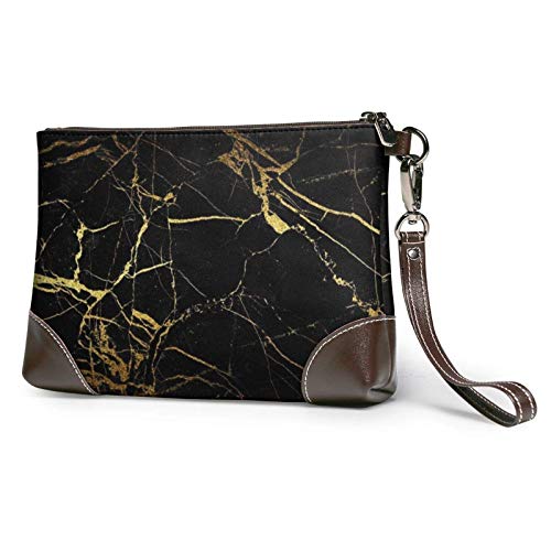 XCNGG Bolso de mano con estampado de textura de mármol dorado con estilo 3d, bolso de mano de cuero desmontable, bolso de mano para mujer, bolsa de dinero