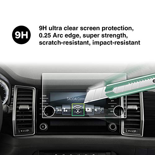 YEEPIN Protector Pantalla para 2017 2018 Skoda Kodiaq Navegación Cristal Templado Vidrio Templado - Dureza 9H (8 Pulgadas)