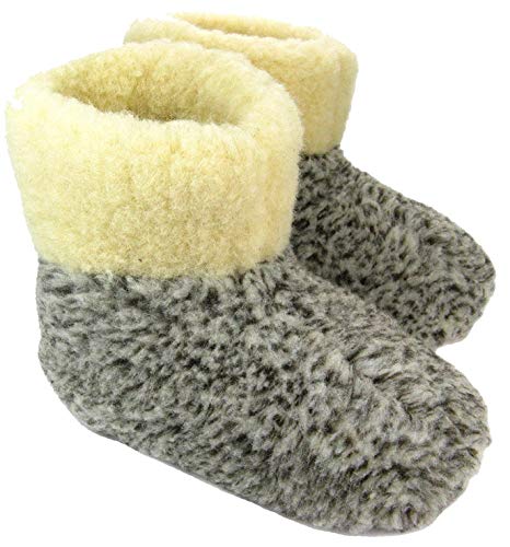 Zapatillas De Casa Mujer Invierno Unisexo Lana Pantuflas Zapatillas para Hombre Hechas De Lana De Oveja Ole (37, Gris)