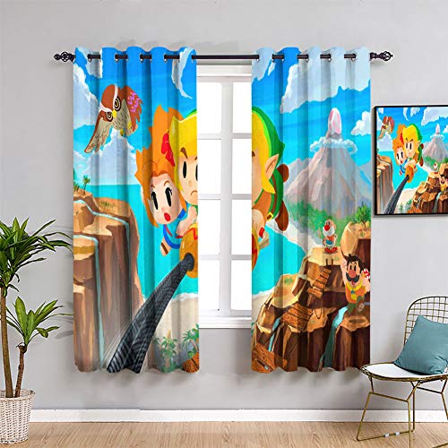 Zelda Links Awakening - Juego de cortinas opacas con aislamiento térmico para ventana (55 x 63 pulgadas)