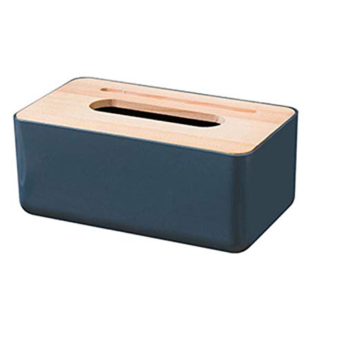 ZJMIQT Caja De Pañuelos,Navy Blue Tissue Box Seal Baby Wipes Paper Storage Box Dispenser Holder Household Plastic Dust-Proof Tissue Box Creative Gift Creative