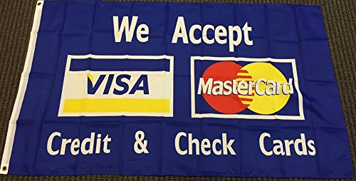 Zudrold O3 Aceptamos Visa MasterCard Bandera Tienda Banner Publicidad Señal de crédito Comercial 3x5