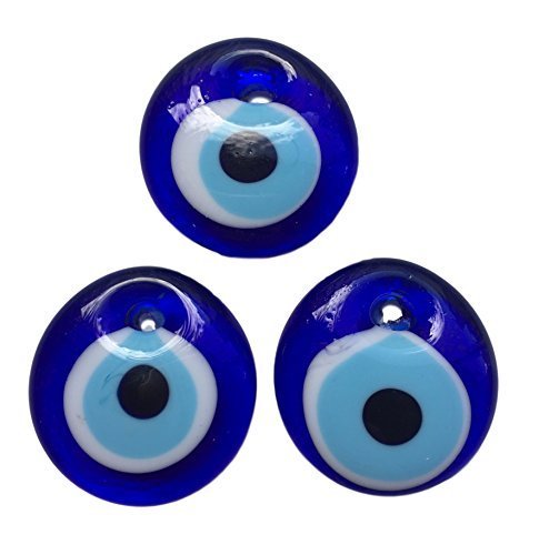 3 ojos turco para colgar- cristal contra el mal de ojo azul y blanco y para la buena suerte, 4 cm de diametro con agujero