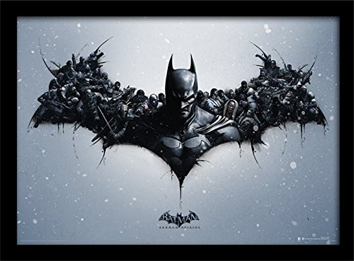 30 x 40 cm Batman Arkham Origins "logo" impresión enmarcada