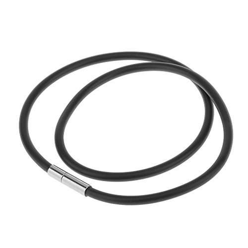 3mm Collar Cordon Cadenas Cuerda Negro Goma Caucho Con Cierre Acero Necklace 12¡±