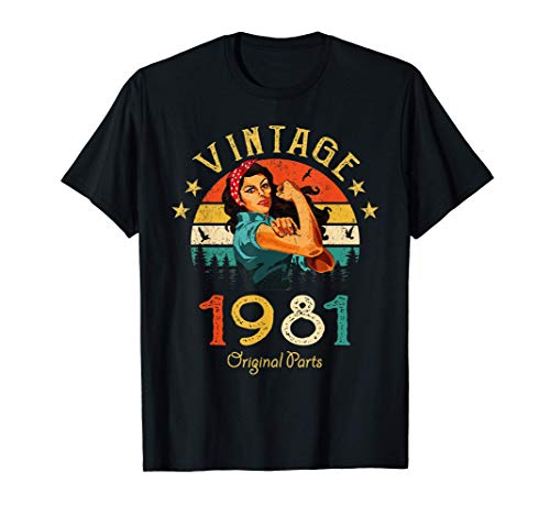 40 Años Cumpleaños Mujer Regalo Vintage 1981 Original Parts Camiseta