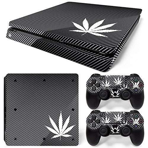 46 North Design Ps4 Slim Playstation 4 Slim Pegatinas De La Consola Marijuana + 2 Pegatinas Del Controlador