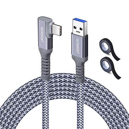 aceyoon Cable USB Tipo C Compatible con Oculus Quest/Oculus Quest2, Cable Oculus Link de ángulo Recto USB a Tipo C Transferencia de Datos de Alta Velocidad cable de Carga Rápida con USB 3.1 Gen 1(6M)