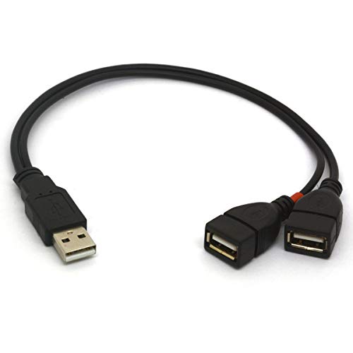 Adaptador de cable divisor USB 2.0 de 1 a 2 Y, USB 2.0 tipo A macho a conector doble USB 2.0 hembra de sincronización de datos y cable de carga de 30 cm (un lado solo para carga) Adaptador de cable divisor USB 2.0 de 1 a 2 Y, USB 2.0 tipo A macho a conector doble USB 2.0 hembra de sincronización de datos y cable de carga de 30 cm (un lado solo para carga)