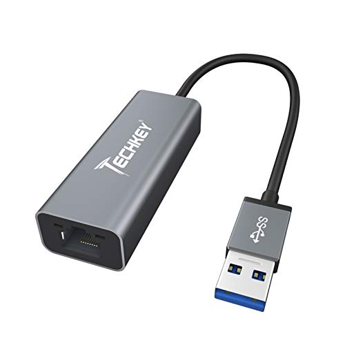 Adaptador de Red, Techkey USB 3.0 a RJ45 10/100/1000Mbps Adaptador Gigabit Ethernet para Nintendo Switch / Windows Surface Pro / MacBook Air / Chromebook, etc. Compatible con Windows/Mac OS X10.6-11.1 Adaptador de Red, Techkey USB 3.0 a RJ45 10/100/1000Mbps Adaptador Gigabit Ethernet para Nintendo Switch / Windows Surface Pro / MacBook Air / Chromebook, etc. Compatible con Windows/Mac OS X10.6-11.1