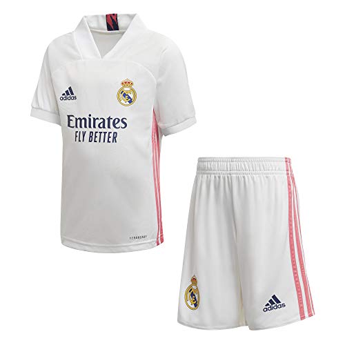 Adidas, Real Madrid Temporada 2020/21 Equipación Completa Oficial, Niños, Blanco, 92 cm