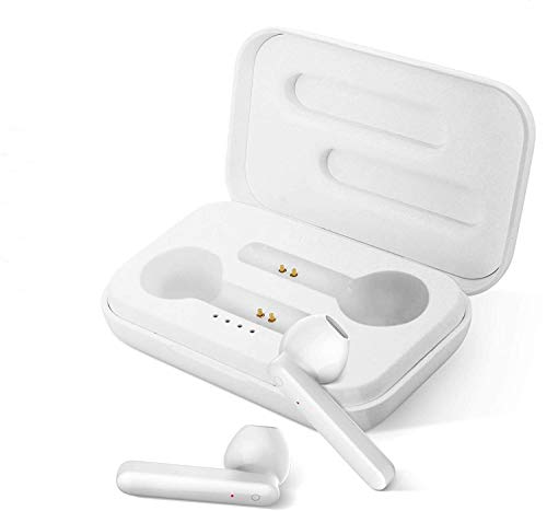 AKASHI® TECHNOLOGY - Auriculares Bluetooth Inalámbricos Mini Twins Estéreo In-Ear Bluetooth 5.0 con Caja de Carga Portátil Y Micrófono Integrado para iPhone y Android - Blanco