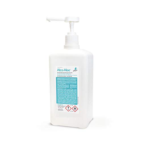 Alco-Aloe Gel Hidroalcoholico - Desinfectante de manos (1 L con bomba dosificadora)