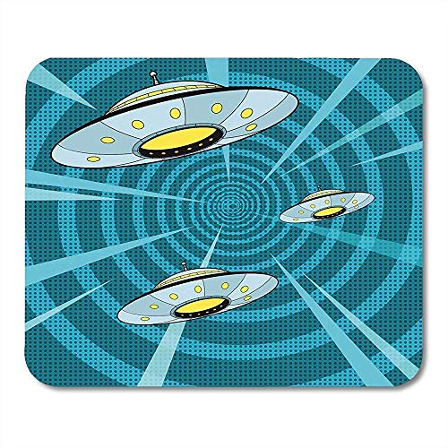 Alfombrillas de ratón Cartoon Space Attack UFO Pop Retro The Alien Ships Quickly Fly Invasion Galaxy Alfombrilla de ratón