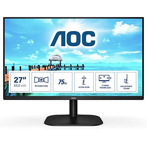 AOC Monitor 27B2H- 27"Full HD, 75 Hz, IPS, Flickerfree, 1920x1080, 250 cd/m, D-SUB, HDMI AOC Monitor 27B2H- 27"Full HD, 75 Hz, IPS, Flickerfree, 1920x1080, 250 cd/m, D-SUB, HDMI